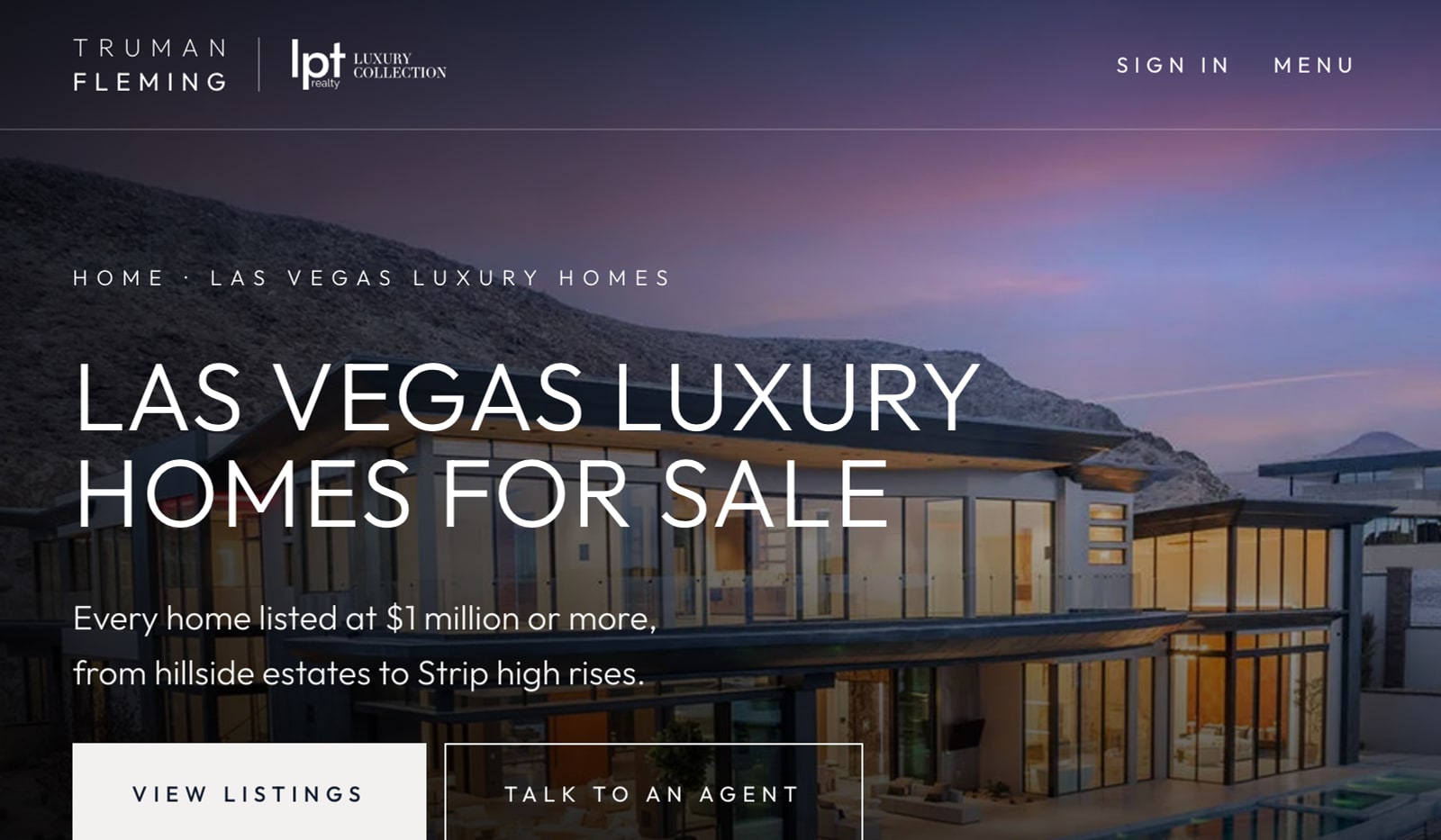 The Las Vegas luxury homes page